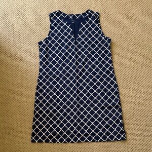 Lands' End Navy Sleeveless Shift with White Lattice